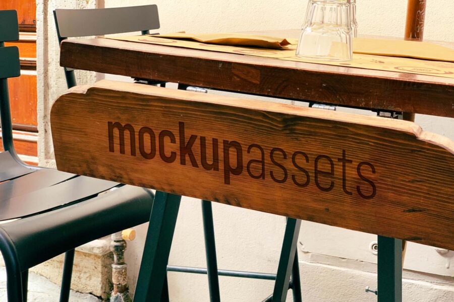 Burnt Wood Table Logo Mockup Text