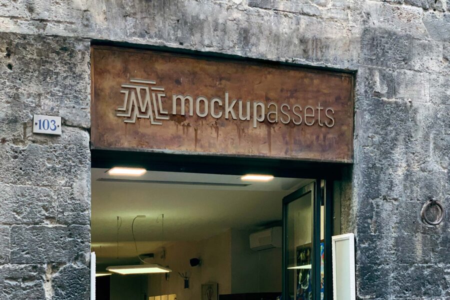 Store Rusty Signage Mockup - Feat IMG
