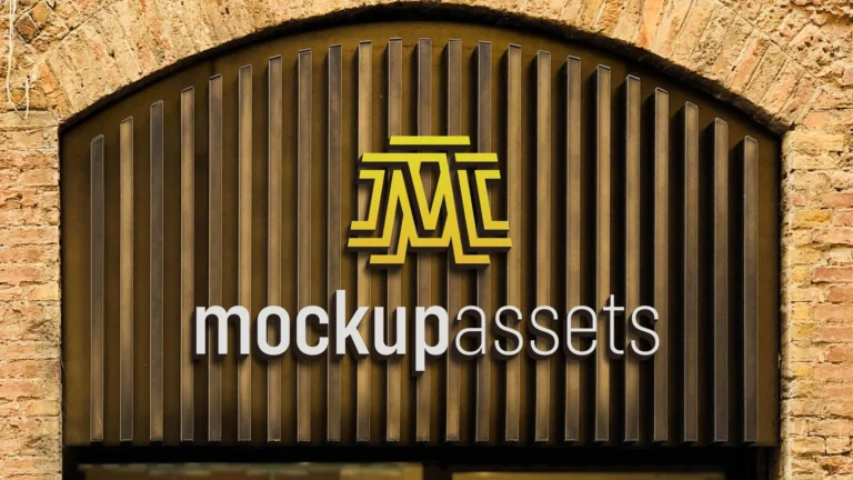 Rustic logo mockups on storefront wood beams