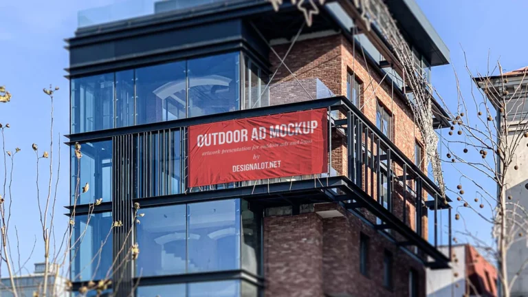 Outdoor advertising mockups on a contemporary building facade